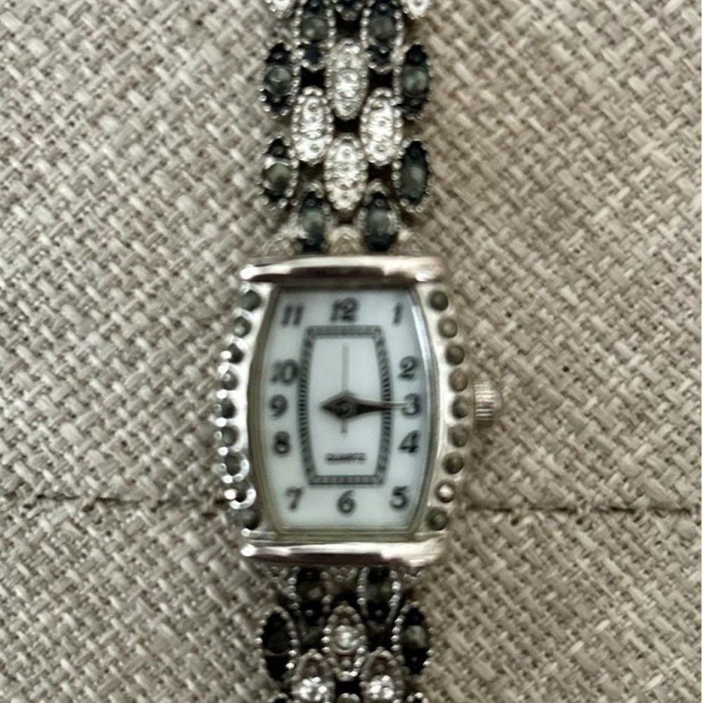 M.Z. Berger Marcasite Style Silver Tone Bracelet Watch W501 OS